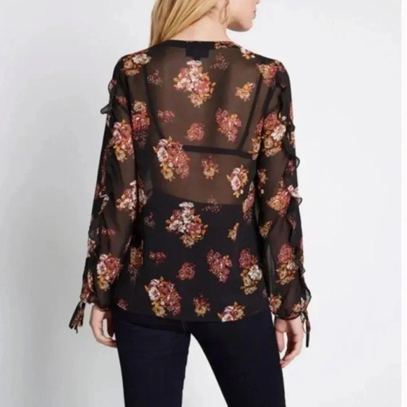 MODCLOTH Pleased to Meet You Sheer Floral Black Blouse Size L - Picture 9 of 9